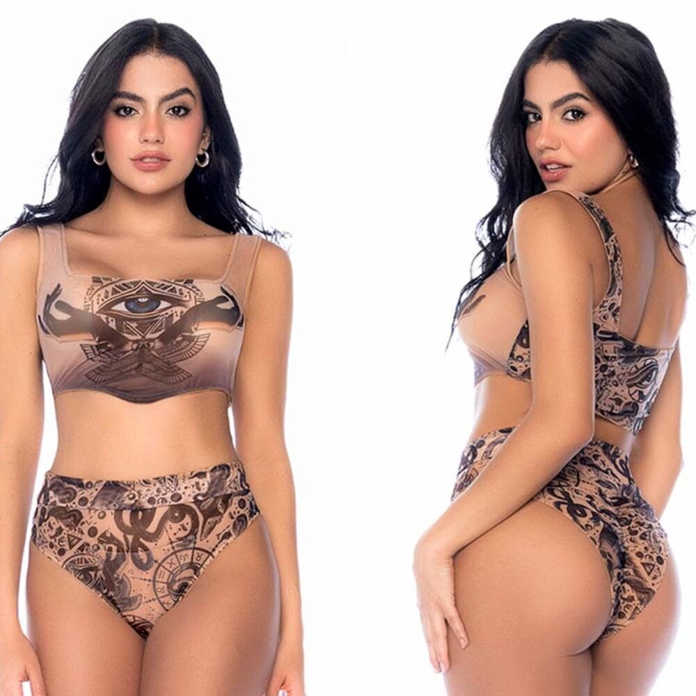 Solstice Tattoo Print Bralette Set